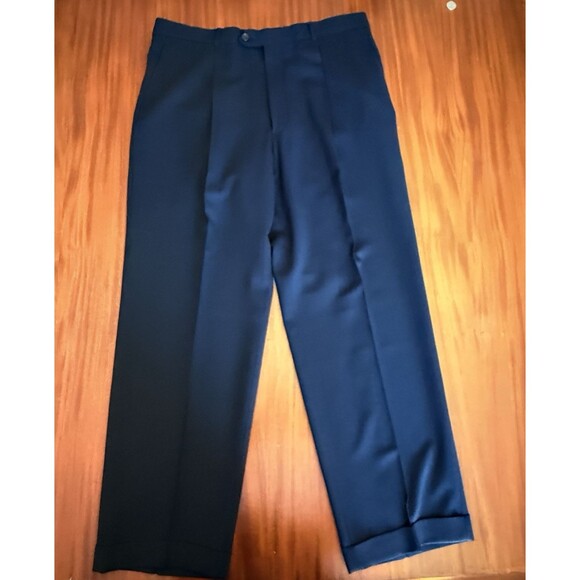 Armani Collezioni 44R  Black Pinstripe‎ Designer Suit Jacket Pants 90's Vintage - Picture 10 of 15